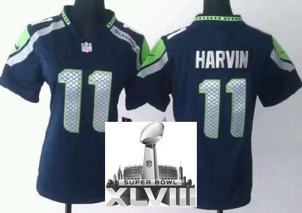 Cheap Women Nike Seattle Seahawks 11 Percy Harvin Blue 2014 Super Bowl XLVIII NFL Jerseys