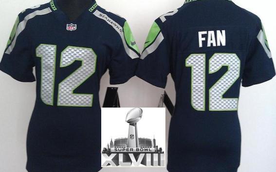 Cheap Women Nike Seattle Seahawks 12 Fan Blue 2014 Super Bowl XLVIII NFL Jerseys