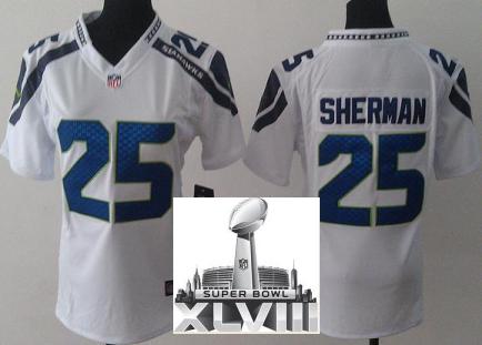 Cheap Women Nike Seattle Seahawks 25 Richard Sherman White 2014 Super Bowl XLVIII NFL Jerseys