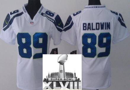 Cheap Women Nike Seattle Seahawks 89 Doug Baldwin White 2014 Super Bowl XLVIII NFL Jerseys