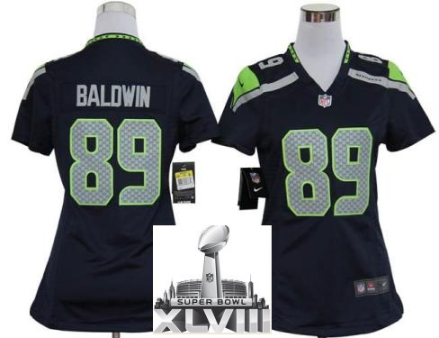 Cheap Women Nike Seattle Seahawks 89 Doug Baldwin Blue 2014 Super Bowl XLVIII NFL Jerseys