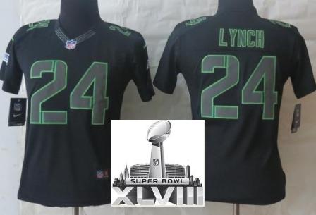 Cheap Women Nike Seattle Seahawks 24 Marshawn Lynch Black Impact Limited 2014 Super Bowl XLVIII NFL Jerseys
