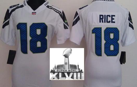 Cheap Women Nike Seattle Seahawks 18 Sidney Rice White 2014 Super Bowl XLVIII NFL Jerseys