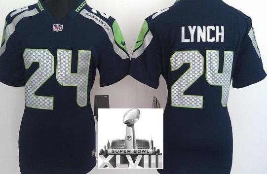 Cheap Women Nike Seattle Seahawks 24 Marshawn Lynch Blue 2014 Super Bowl XLVIII NFL Jerseys