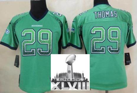 Cheap Women Nike Seattle Seahawks 29 Earl Thomas Green Drift Fashion Elite 2014 Super Bowl XLVIII NFL Jerseys