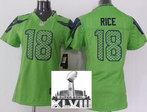 Cheap Women Nike Seattle Seahawks 18 Sidney Rice Green 2014 Super Bowl XLVIII NFL Jerseys