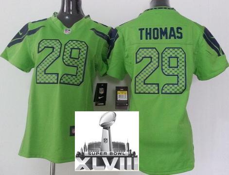 Cheap Women Nike Seattle Seahawks 29 Earl Thomas Green 2014 Super Bowl XLVIII NFL Jerseys