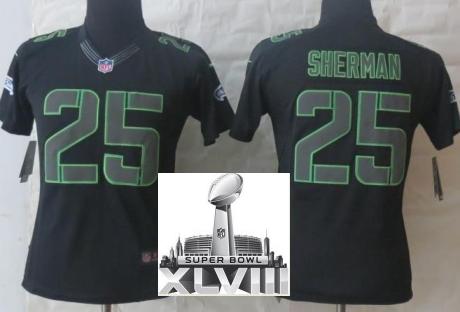 Cheap Women Nike Seattle Seahawks 25 Richard Sherman Black Impact Limited 2014 Super Bowl XLVIII NFL Jerseys