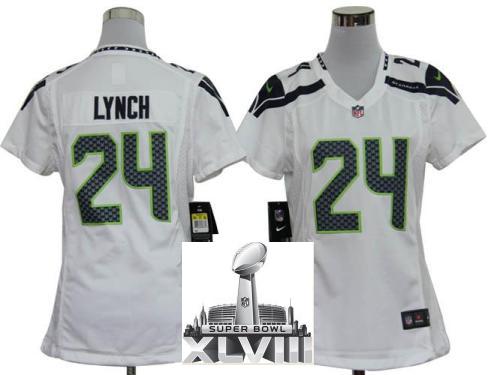 Cheap Women Nike Seattle Seahawks 24 Marshawn Lynch White 2014 Super Bowl XLVIII NFL Jerseys