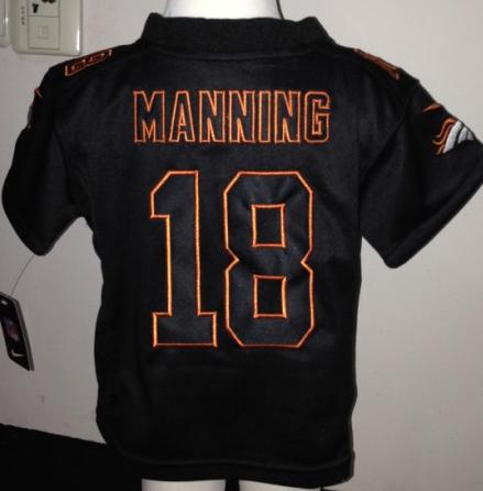 Baby Nike Denver Broncos 18 Peyton Manning Lights Out Black NFL Jersey For Cheap