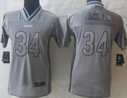 Kids Nike Oakland Raiders 34 Bo Jackson Grey Vapor Elite NFL Jerseys Cheap