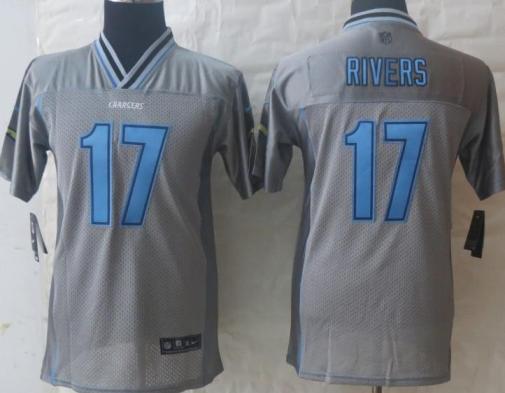 Kids Nike San Diego Chargers 17 Philip Rivers Grey Vapor Elite NFL Jerseys Cheap