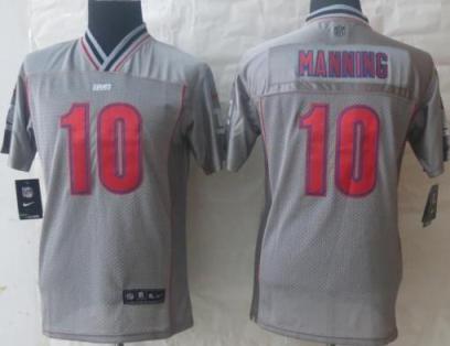 Kids Nike New York Giants 10 Eli Manning Grey Vapor Elite NFL Jerseys Cheap