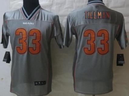 Kids Nike Chicago Bears 33 Charles Tillman Grey Vapor Elite NFL Jerseys Cheap