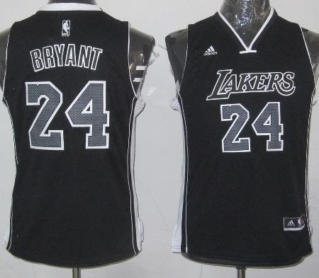Kids Los Angeles Lakers 24 Kobe Bryant Black Revolution 30 Swingman NBA Jerseys Cheap