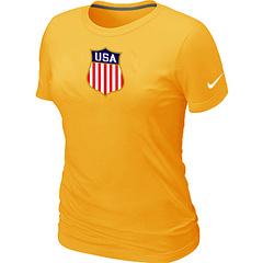 Cheap Women Nike Team USA Hockey Winter Olympics KO Collection Locker Room T-Shirt Yellow
