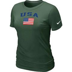Cheap Women Nike USA Olympics USA Flag Collection Locker Room T-Shirt dark green