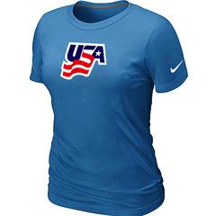 Cheap Women Nike USA Graphic Legend Performance Collection Locker Room T-Shirt light blue