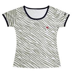 Cheap Women Nike Kansas City Chiefs Chest Embroidered Logo Zebra Stripes T-shirt