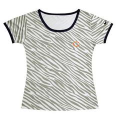 Cheap Women Nike Chicago Bears Chest Chest Embroidered Logo Zebra Stripes T-shirt