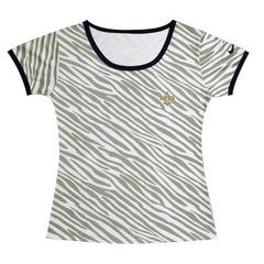 Cheap Women Nike New Orleans Saints Chest Embroidered Logo Zebra Stripes T-shirt