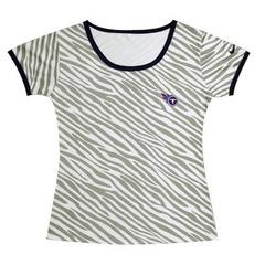 Cheap Women Nike Tennessee Titans Chest Embroidered Logo Zebra Stripes T-shirt