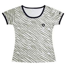 Cheap Women Nike Oakland Raiders Chest Embroidered Logo Zebra Stripes T-shirt
