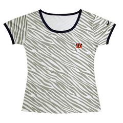 Cheap Women Nike Cincinnati Bengals Chest Embroidered Logo Zebra Stripes T-shirt