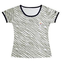 Cheap Women Nike Pittsburgh Steelers Chest Embroidered Logo Zebra Stripes T-shirt