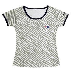 Cheap Women Nike New England Patriots Chest Embroidered Logo Zebra Stripes T-shirt