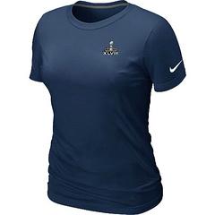 Cheap Women Nike Seattle Seahawks Super Bowl XLVIII Champions Trophy Collection Locker Room T-Shirt dark blue