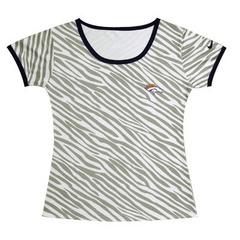 Cheap Women Nike Denver Broncos Chest Embroidered Logo Zebra Stripes T-shirt