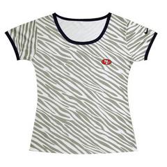Cheap Women Nike San Francisco 49ers Chest Embroidered Logo Zebra Stripes T-shirt