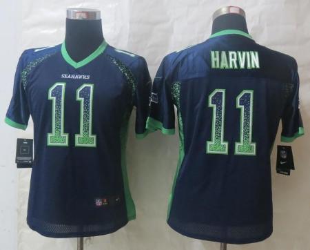 Cheap Women Nike Seattle Seahawks 11 Percy Harvin Blue Drift Fashion Elite NFL Jerseys
