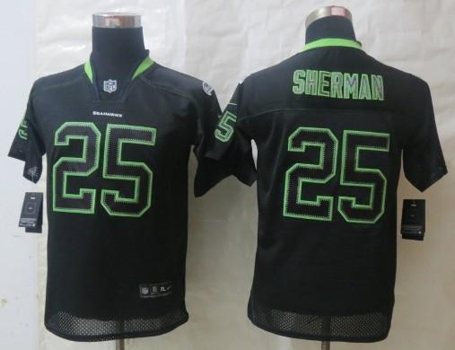 Kids Nike Seattle Seahawks 25 Richard Sherman Lights Out Black Elite NFL Jersey Cheap