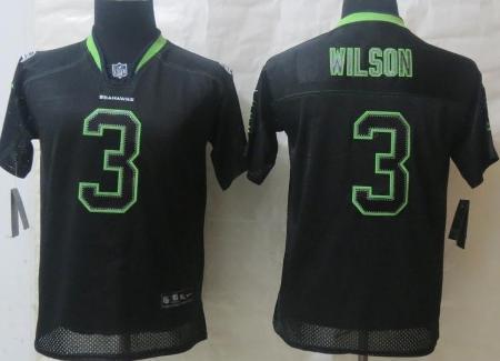 Kids Nike Seattle Seahawks 3 Russell Wilson Lights Out Black Elite NFL Jersey Cheap