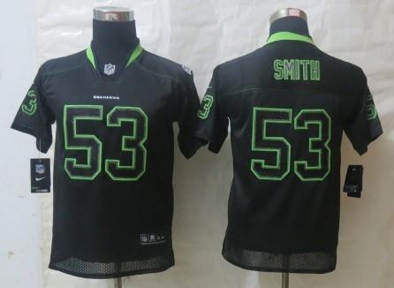 Kids Nike Seattle Seahawks #53 Malcolm Smith Lights Out Black Elite NFL Jersey Cheap