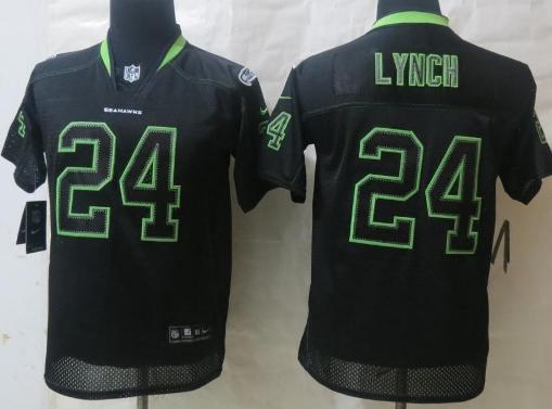 Kids Nike Seattle Seahawks 24 Marshawn Lynch Lights Out Black Elite NFL Jersey Cheap