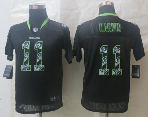 Kids Nike Seattle Seahawks 11 Percy Harvin Lights Out Black Elite NFL Jersey 2014 New Cheap