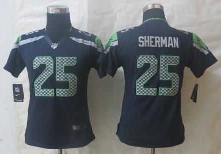 Cheap Women Nike Seattle Seahawks 25 Richard Sherman Blue Limited NFL Jersey