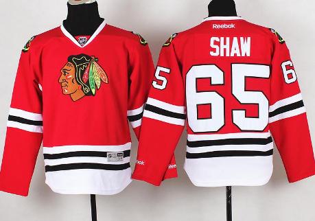 Kids Chicago Blackhawks 65 Andrew Shaw Red NHL Hockey Jersey For Sale