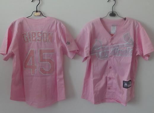 Women St. Louis Cardinals 45 Bob Gibson Pink MLB Jersey