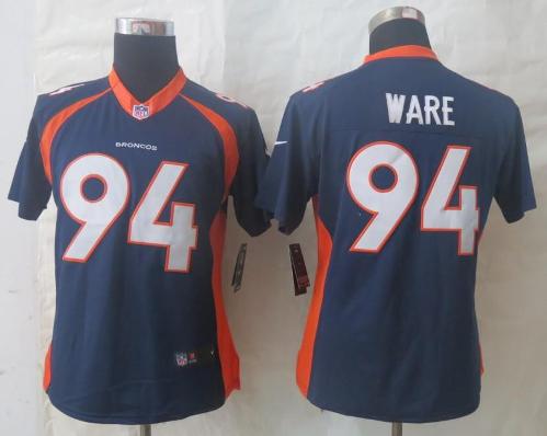 Cheap Women Nike Denver Broncos 94 DeMarcus Ware Blue Limited NFL Jerseys