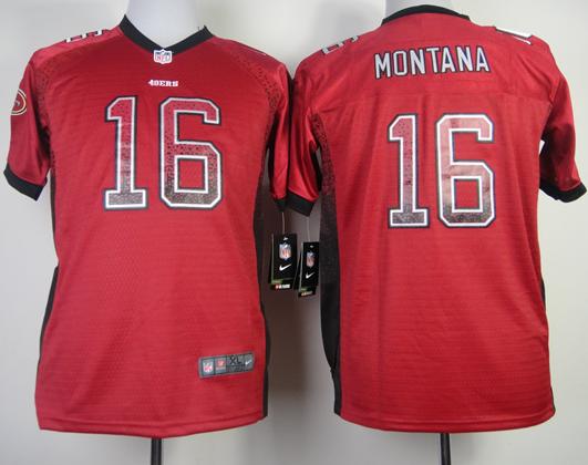 Kids Nike San Francisco 49ers 16 Joe Montana Red Drift Fashion Elite NFL Jerseys Cheap