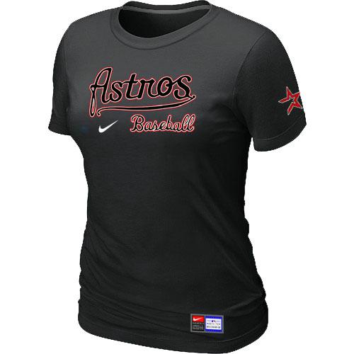 Cheap Women Nike Houston Astros Black Short Sleeve Practice MLB T-Shirt