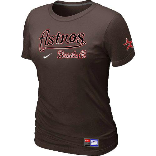 Cheap Women Nike Houston Astros Brown Short Sleeve Practice MLB T-Shirt