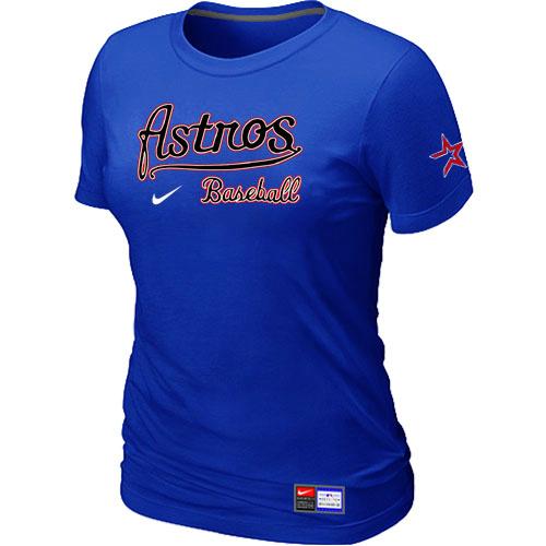 Cheap Women Nike Houston Astros Blue Short Sleeve Practice MLB T-Shirt