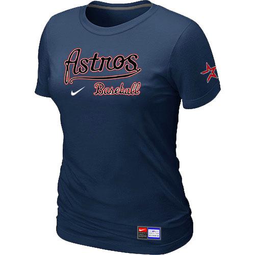Cheap Women Nike Houston Astros D.Blue Short Sleeve Practice MLB T-Shirt