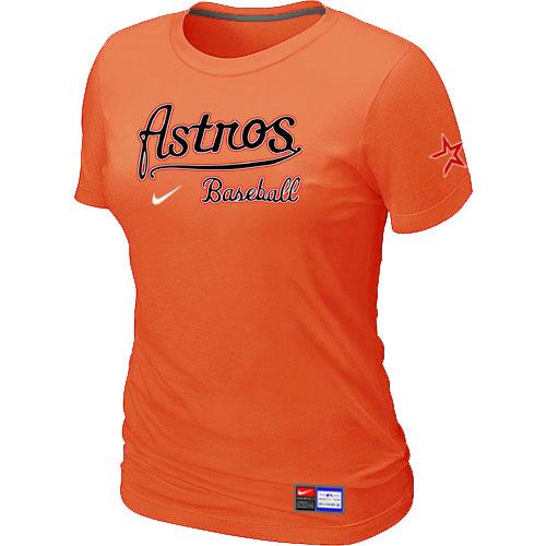Cheap Women Nike Houston Astros Orange Short Sleeve Practice MLB T-Shirt