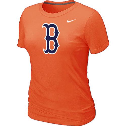Cheap Women Nike Boston Red Sox Heathered Nike Orange Blended MLB T-Shirt